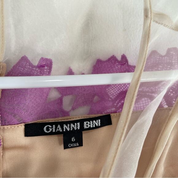 Gianni Bini Lilac Fuchsia Lace Mesh Overlay Sleeveless Sheath Dress 6 - Picture 3 of 9